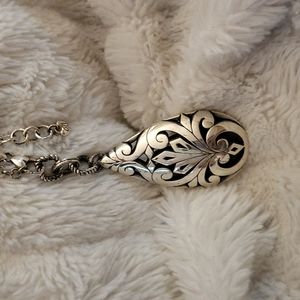 Brighton long silver pendant necklace. 39 in chain.